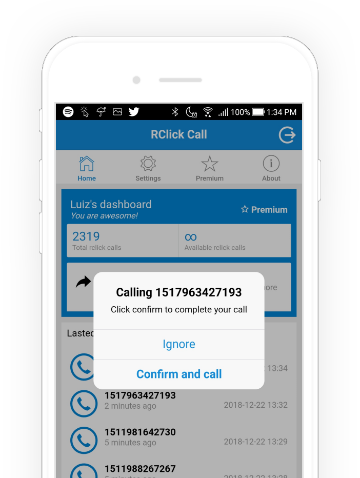 RClick call android app on home with confirmation